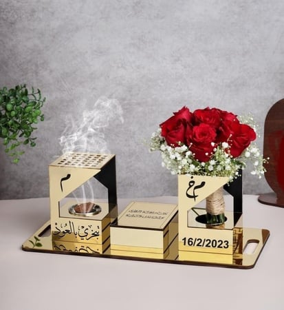 طقم مبخره عروس اكريلك مع استاند بالاسم