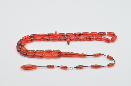 سبحة فاتوران قديم من عصي ألماني لون رماني عرق اسود