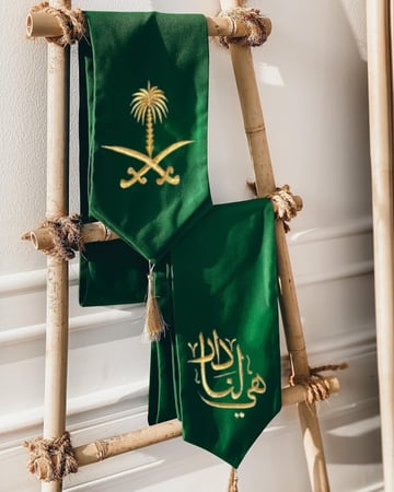 شال أزياء اليوم الوطني وشاحات التأسيس وشاح تطريز  متجر فنون ترند ملابس