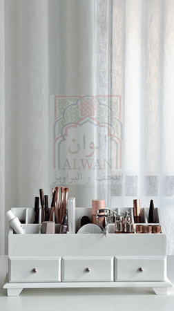 منظم مكياج  خشبي أبيض