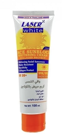 ليزر وايت كريم واقي شمس ومفتح للبشرة بالكولاجين الطبيعي بعامل حماية 50