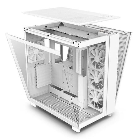 كيس NZXT H9 Flow Edition باللون الابيض يتميز بتصميم ميد تاور عصري مع و