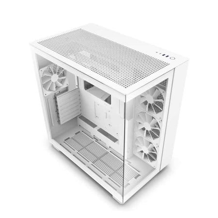 كيس NZXT H9 Flow Edition باللون الابيض يتميز بتصميم ميد تاور عصري مع و