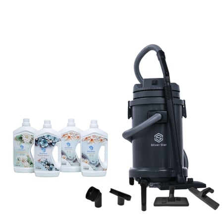 مكنسة سيلفر ستار للجاف والرطب 30 لتر + بكج معطر ومطهر الأرضيات سيلفر كلين