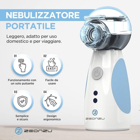 جهاز استنشاق بالبخاخات (نيبولايزر) محمول بتقنية Mesh من زيونزو – صامت للأطفال والكبار مع تنظيف ذاتي وكفاءة عالية