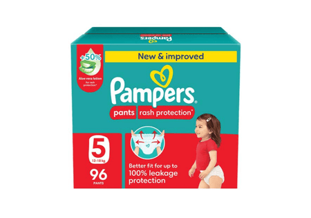 بامبرز حفائض اطفال كلوت رقم 5 عبوة 96 حبة بوكس