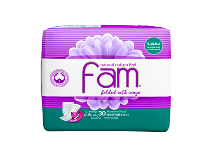 فام فوط نسائية عادي بالاجنحه عبوة 30 حبة
