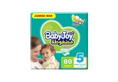 بيبي جوي حفاضات اطفال رقم 5 كبير جداً عدد 80 حبه بوكس