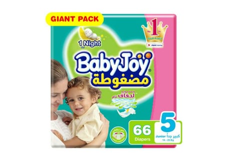 بيبي جوي حفاضات اطفال رقم 5 كبير جداً عدد 66 حبه