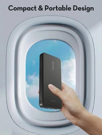 بطارية راف باور 10000 ملي امبير بمنفذ تايب سي ومنفذ مايكرو ومنفذ USB بقوة 15 واط