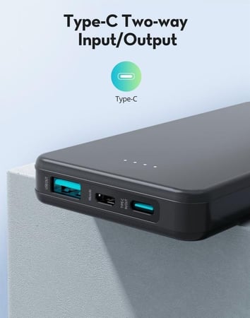 بطارية راف باور 10000 ملي امبير بمنفذ تايب سي ومنفذ مايكرو ومنفذ USB بقوة 15 واط