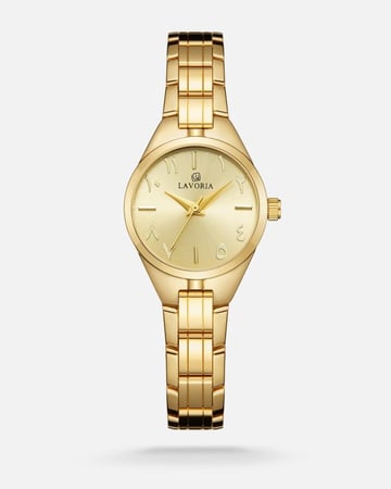 ساعة نسائية بتصميم أنيق بلون ذهبي