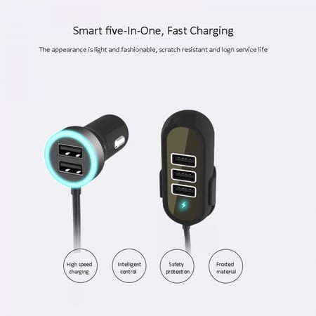 كابل شحن USB شاحن سريع للسيارة 5 نوافذ
