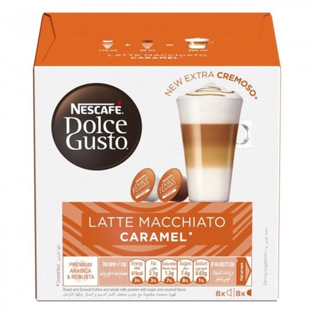 كبسولات لاتيه كراميل دولتشي غوستو 16 كبسوله  NESCAFE DOLCE GUSTO MACHIATO CARAMEL