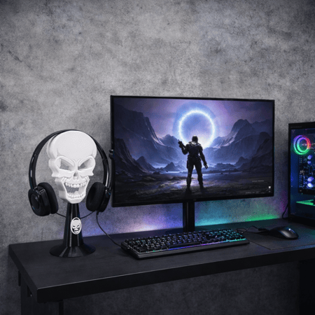 حامل سماعة الرأس بشكل جمجمة