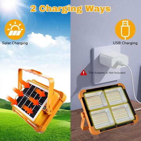 كشاف طاقة شمسية  قوي مع منفذ شحن للجوال