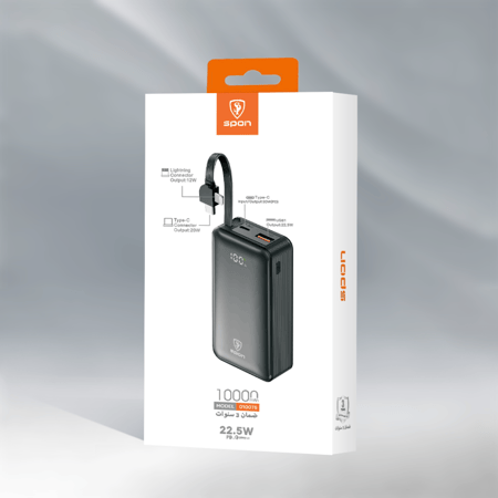 باور بانك SPON الذكي بقوة 22.5 واط وسعة 10,000 مللي أمبير