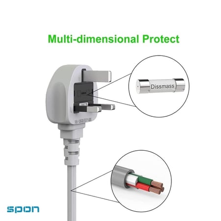 توصيلة كهربائية 4 أفياش و 3 منافذ USB ومنفذ تليب سي