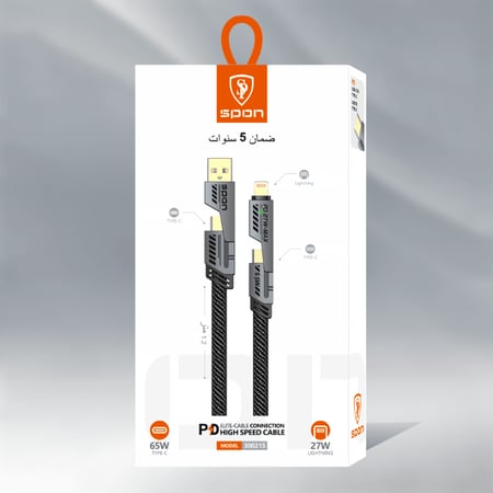 عرض 4 كيبل شحن “4 في 1 PD” عالي السرعة 1.2 متر بقوة 65 واط