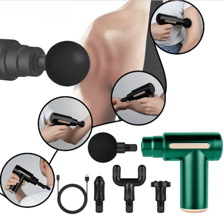 مسدس التدليك اللاسلكي يعمل بالشحن بأربع سرعات وأربعة رؤوس