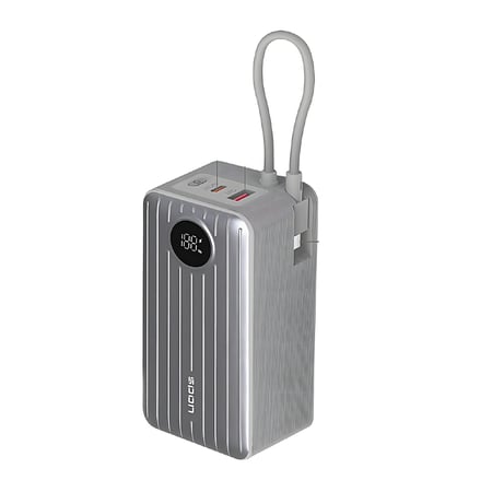 بطارية متنقلة - بسعة 20,000 مللي أمبير وقوة شحن 35 واط مع كيبل مدمج