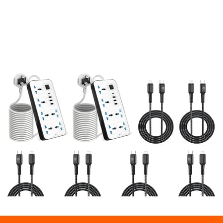 عرض الشحن المنزلي – 2 توصيلة كهربائية + 6 كيابل شحن