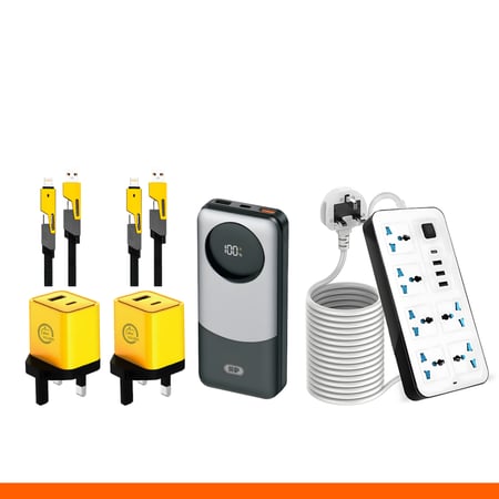 عرض توصيلة مع 2 شواحن متعددة و بطارية 10 الف