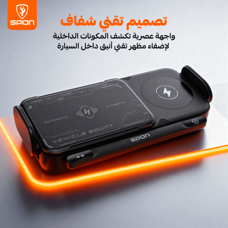 حامل الشاحن اللاسلكي للسيارة - بميزة الإغلاق والدوران الكهربائي