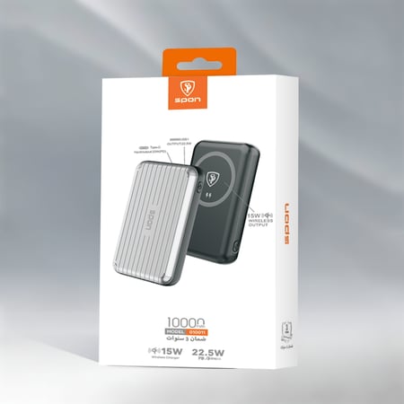 باور بانك SPON اللاسلكي بقوة 22.5 واط وسعة 10,000 مللي أمبير
