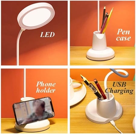 مصباح مكتب LED مع حامل اغراض المكتب