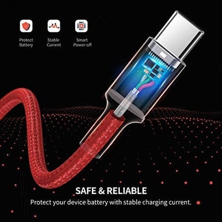 UGREEN - كيبل سلك شحن USB-A إلى USB-C - قماش - 1 متر - (أحمر)