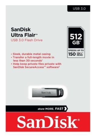 فلاش سان ديسك الترا 512 جيجا يو اس بي3-FLASH SANDISK ULTRA FLAIR USB3