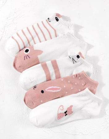 جوارب وردي كبار 5 قطع