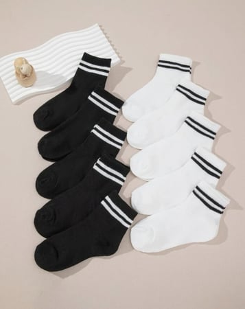 10 ازواج جوارب ابيض واسود