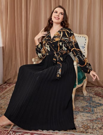 فستان بحزام نمط سلسة