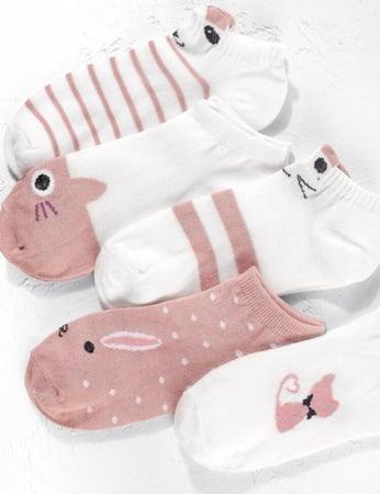 جوارب وردي كبار 5 قطع