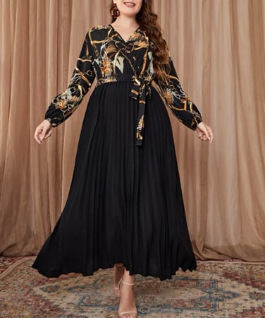 فستان بحزام نمط سلسة