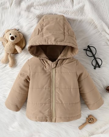جاكيت اطفال بقبعة بيج