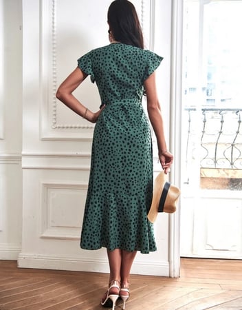 فستان برباط خصر منقط