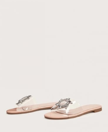 حذاء مزخرف بحجر الراين شفاف