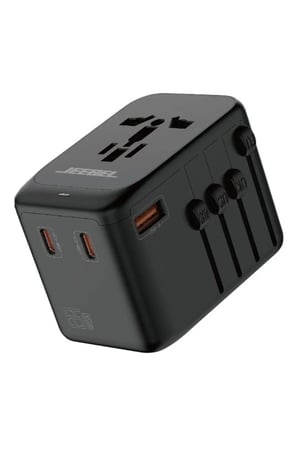 جيبيل شاحن سفر دولي متعدد المخارج بقوة 65 واط و 3 منافذ تايب سي ومنفذ USB