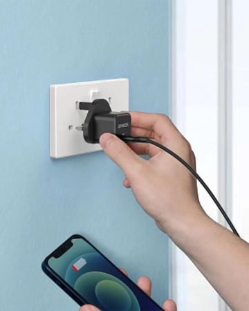 شاحن جداري انكر باور بورت بقوة 20 واط بمنفذ تايب سي بتقنية PD - أسود
