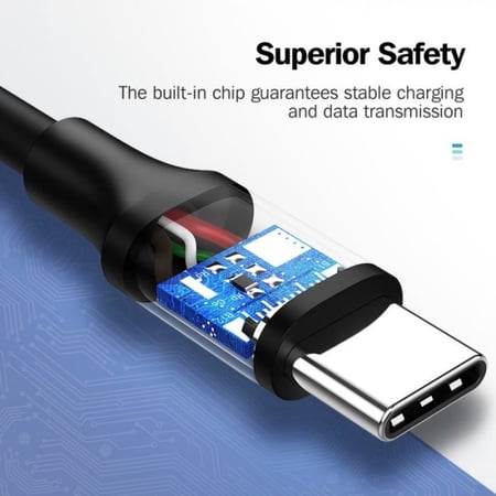 سلك شاحن يوجرين USB-C إلى USB-C بطول 1 م - أسود