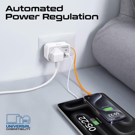شاحن بمقبس تيار مث دد متعدد الوظائف ف ري 6 1 مع كيبل USB-C