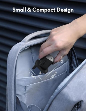 شاحن جداري راف باور بمنفذ تايب سي بقوة 30 واط - اسود