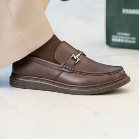 حذاء  (DAILY) Dress جلد بقر طبيعي باللون البني