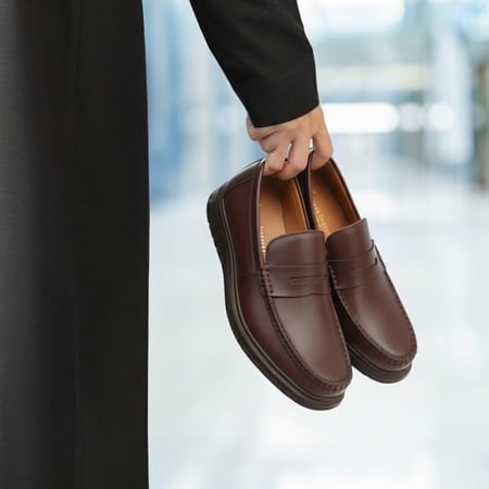 حذاء (DAILY) Comfort جلد بقر طبيعي باللون البني