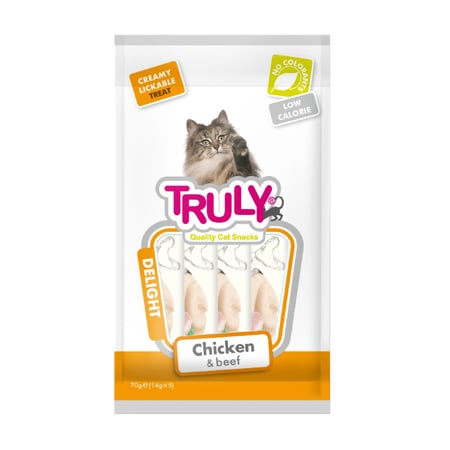 TRULY مكافأت الدجاج ولحم البقر للقطط (5×14 جرام)