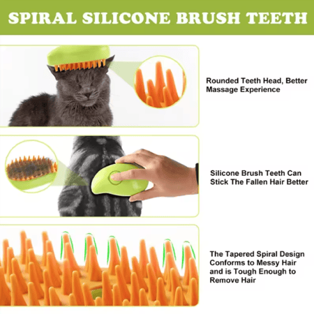 فرشاة بخارية ناعمة قابلة للشحن لتنظيف وترتيب شعر القطط والكلاب