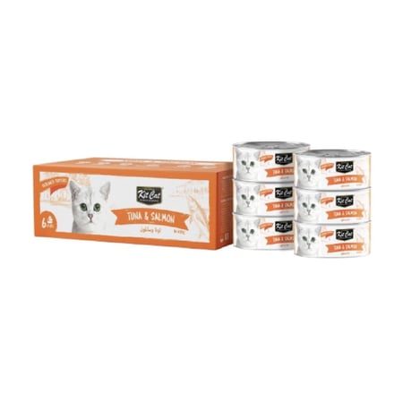 كت كات مجموعة معلبات طعام رطب للقطط تونا مع السالمون بالجيلي (6×50 جرام )